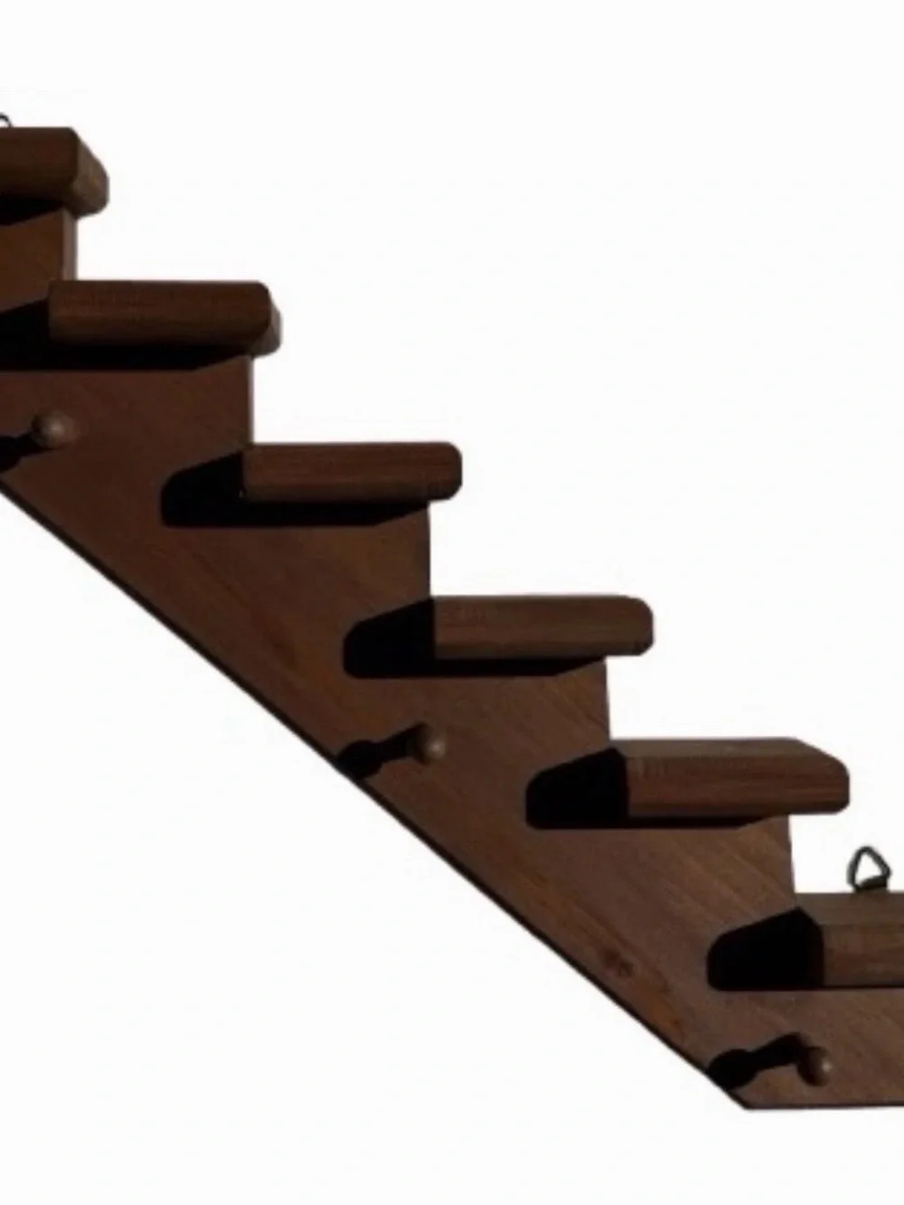 Vintage MCM Wooden Staircase Wall Shelf Knick Knack Curio Display Pegs 17